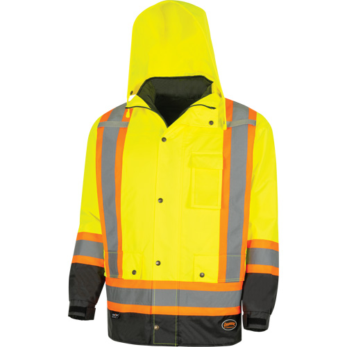 5057 Pioneer&reg; Yukon 7-in-1 Waterproof Winter Safety Parka, Polyester, Black/High Visibility Lime-Yellow, X-Small Rock Safety Industrial Ltd