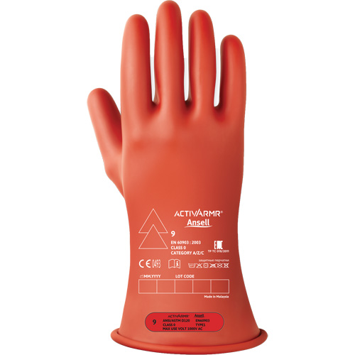 Gants &eacute;lectriques isol&eacute;s ultra l&eacute;gers ActivArmr RIG R011RUL, ASTM classe 0, Taille 8, 11" lo Rock Safety Industrial Ltd