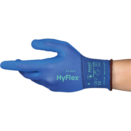 Gants Hyflex 11-814, Taille Grand/9, Calibre 18, Rev&ecirc;tement Mousse de nitrile, Enveloppe en Nylon/Spandex, ASTM ANSI niveau A1/EN 388 niveau 1/EN 388 niveau A Rock Safety Industrial Ltd