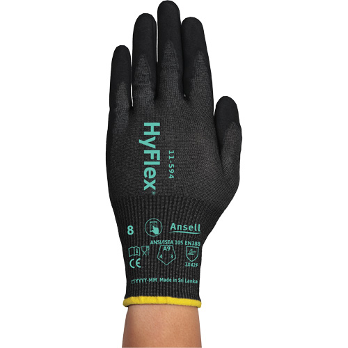 Gants r&eacute;sistants &agrave; la coupe HYFLEX 11-594, Taille 12/3T-Grand, Calibre 18, Rev&ecirc;tement Nitrile, Enveloppe en PEHP/Intercept, ASTM ANSI niveau A9/EN 388 niveau F Rock Safety Industrial Ltd