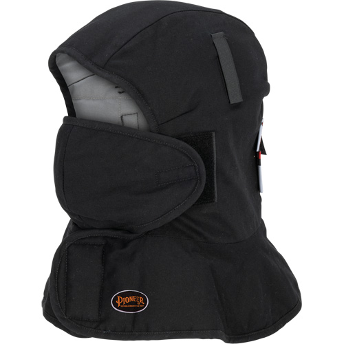 Doublure matelass&eacute;e ignifug&eacute;e Pioneer 765A pour casque de s&eacute;curit&eacute; avec un long cou et embout buccal amovible, Noir/Gris, Coton/FR-Tech/Modacrylique/Nylon Rock Safety Industrial Ltd