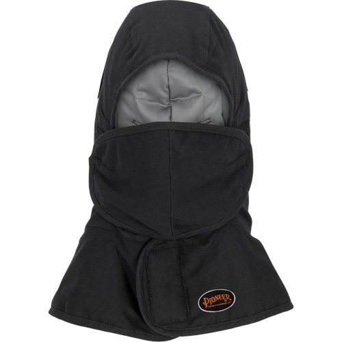 Doublure matelass&eacute;e ignifug&eacute;e Pioneer 765A pour casque de s&eacute;curit&eacute; avec un long cou et embout buccal amovible, Noir/Gris, Coton/FR-Tech/Modacrylique/Nylon Rock Safety Industrial Ltd