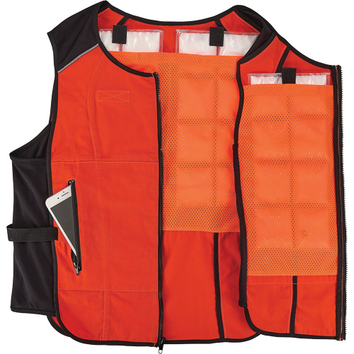Chill-Its 6260 Lightweight Phase Change Cooling Vest with Rechargeable Packs, Small/Medium, Orange Rock Safety Industrial Ltd