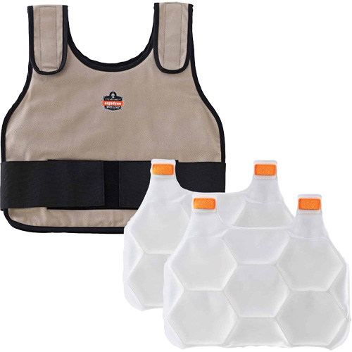 Veste de refroidissement &agrave; changement de phase standard avec sachets de recharge Chill-Its 6230, Grand/T-Grand, Khaki Rock Safety Industrial Ltd
