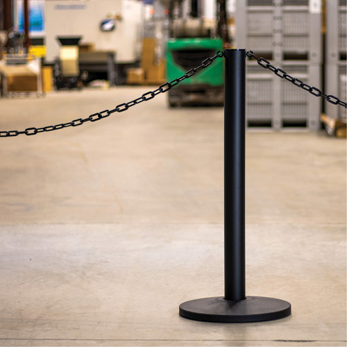 Industrial Stanchion Kit with Plastic Chain, 37" High, Black Rock Safety Industrial Ltd