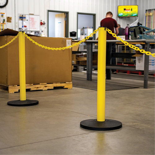 Industrial Stanchion Kit with Plastic Chain, 37" High, Black Rock Safety Industrial Ltd