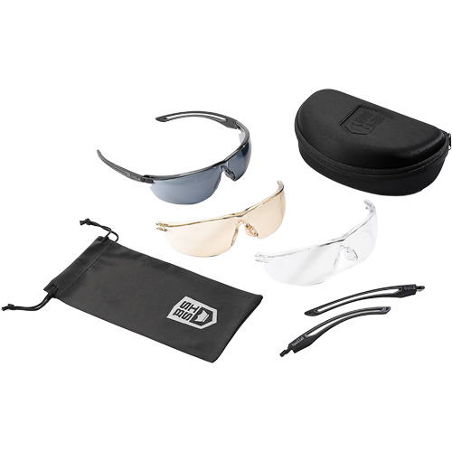 Ensemble de lunettes de s&eacute;curit&eacute; &agrave; protection balistique Gunfire 2.0, Lentille Transparent/Fum&eacute;e/Cuivre, Antibu&eacute;e/Anti-&eacute;gratignures, ANSI Z87+ Rock Safety Industrial Ltd