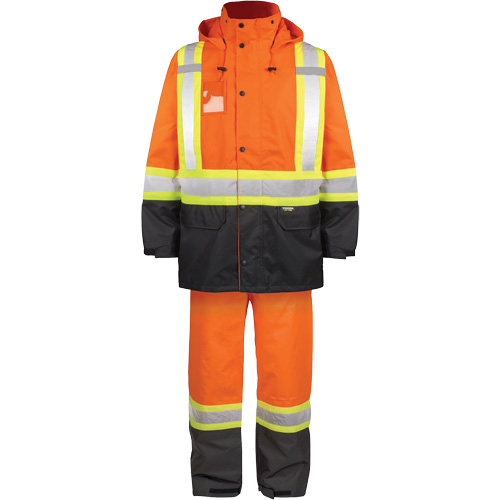 High-Visibility 150-Deniers Rain Suit, Polyester, Large, High Visibility Orange Rock Safety Industrial Ltd