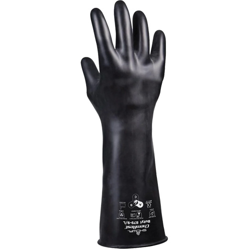879 Acid-Resistant Gloves, Size Medium/8, 14" L, Butyl Rubber, 28-mil Rock Safety Industrial Ltd