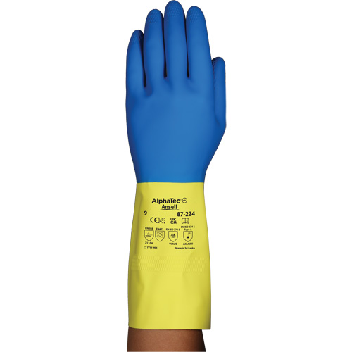 Gants r&eacute;sistants aux produits chimiques AlphaTec 87-224, Taille 10, 12,8" lo, N&eacute;opr&egrave;ne/Latex de caoutchouc, Doublure en Coton/Ouat&eacute;e, 26,8 mils Rock Safety Industrial Ltd
