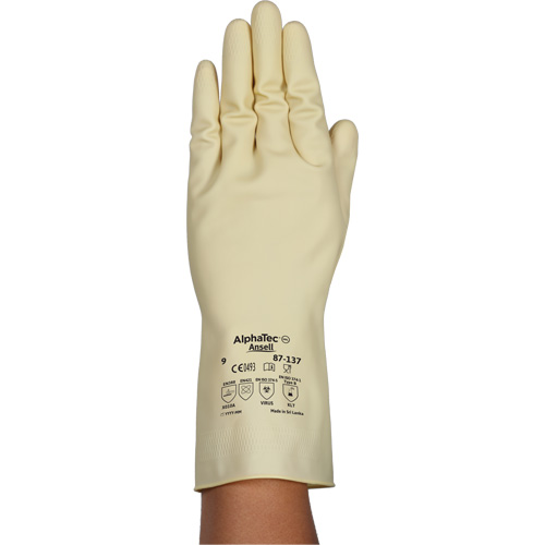 Gants naturels et l&eacute;gers AlphaTec 87-137, Taille 9, 11,8" lo, Latex de caoutchouc, 16 mils Rock Safety Industrial Ltd