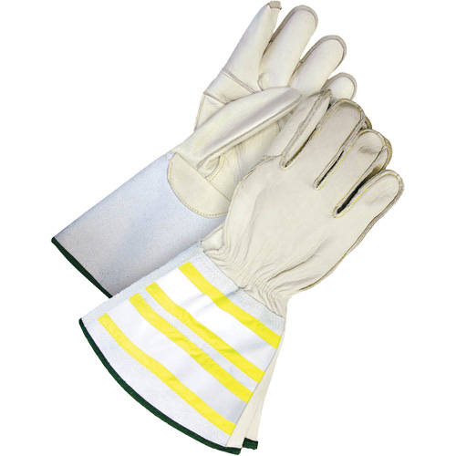 Gants utilitaires haute visibilit&eacute; avec manchette de 6,25", Moyen, Paume en Cuir fleur de vache Rock Safety Industrial Ltd