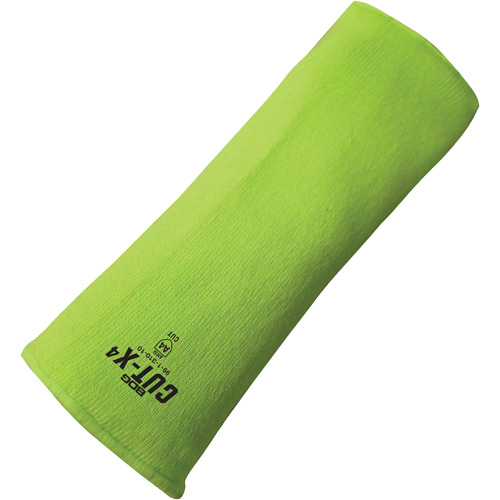 Cut-X&reg; Cut-Resistant Sleeve, Fibreglass/Polyethylene, 14", ASTM ANSI Level A4, High Visibility Lime Rock Safety Industrial Ltd