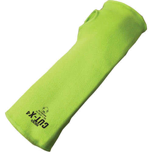 Cut-X&reg; Cut-Resistant Sleeve with Thumb Hole, Fibreglass/Polyethylene, 14", ASTM ANSI Level A4, High Visibility Lime Rock Safety Industrial Ltd