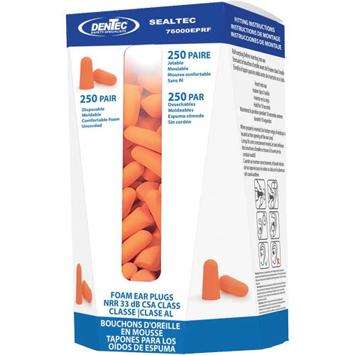 Recharge de bouchons d'oreilles jetables SEALTEC33, Vrac - Contenant Rock Safety Industrial Ltd
