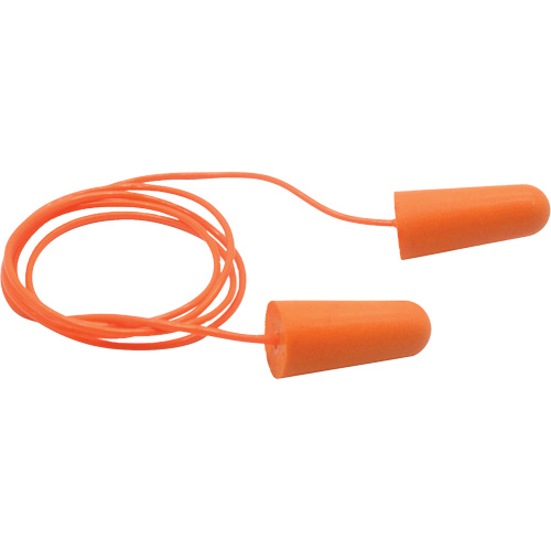 Bouchons d'oreilles coniques jetables en mousse de PU orange SEALTEC33, Vrac - Sac en poly, Avec cordon Rock Safety Industrial Ltd