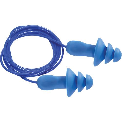 SEALTEC TipGrip Blue 100% Metal Detectable Reusable Earplugs, Corded, One-Size, Bulk - Box, 26 dB NRR dB Rock Safety Industrial Ltd