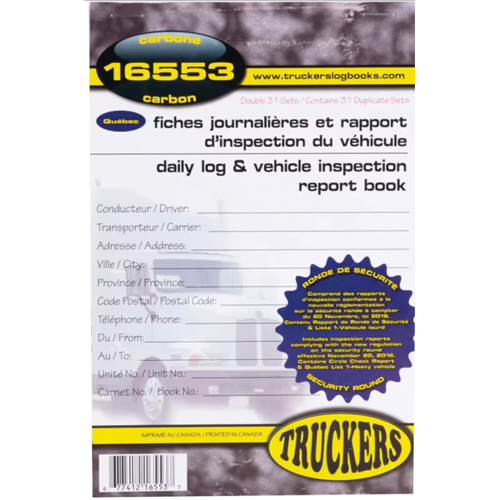 Bilingual Daily Log & Vehicle Inspection Report Book Rock Safety Industrial Ltd