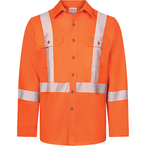 Chemise de travail haute visibilit&eacute; &agrave; bandes segment&eacute;es 7 oz de luxe Avenger, Style 652, Hommes, 2T-Grand (grande taille), Orange Rock Safety Industrial Ltd