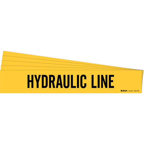 Marqueur de tuyau Hydraulic Line, Autocollant, 4" h x 24" la, Noir sur jaune Rock Safety Industrial Ltd