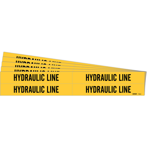 Marqueurs de tuyau Hydraulic Line, Autocollant, 1-1/8" h x 7" la, Noir sur jaune Rock Safety Industrial Ltd
