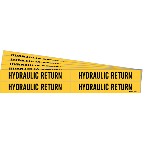Marqueurs de tuyau Hydraulic Return, Autocollant, 1-1/8" h x 7" la, Noir sur jaune Rock Safety Industrial Ltd