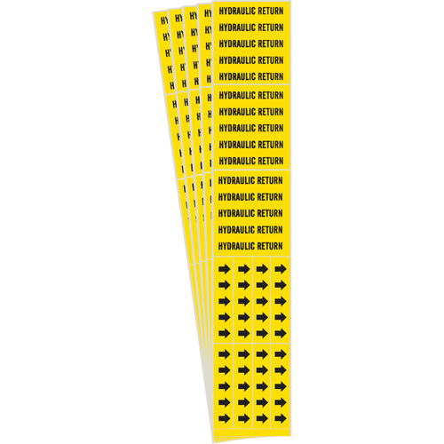 Marqueurs de tuyau Hydraulic Return, Autocollant, 2-1/4" h x 2-3/4" la, Noir sur jaune Rock Safety Industrial Ltd