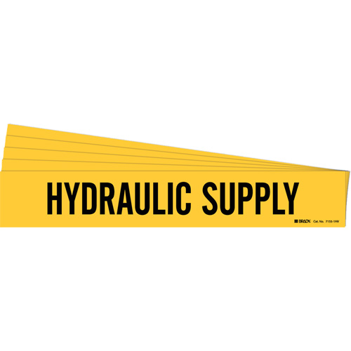 Marqueur de tuyau Hydraulic Supply, Autocollant, 4" h x 24" la, Noir sur jaune Rock Safety Industrial Ltd