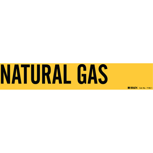 Marqueur de tuyau Natural Gas, Autocollant, 2-1/4" h x 14" la, Noir sur jaune Rock Safety Industrial Ltd