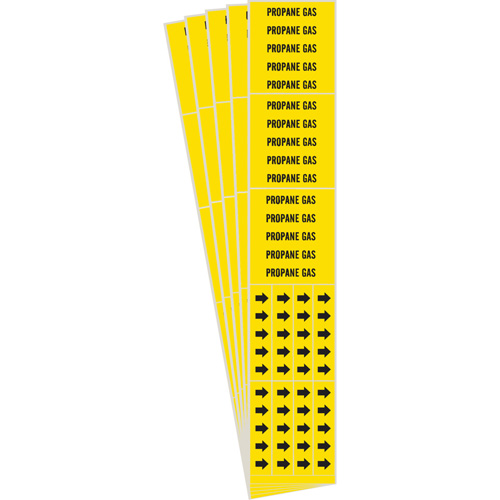 Marqueurs de tuyau Propane Gas, Autocollant, 2-1/4" h x 2-3/4" la, Noir sur jaune Rock Safety Industrial Ltd