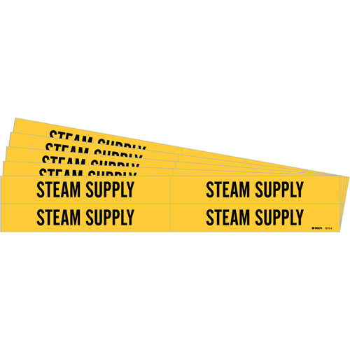 Marqueurs de tuyau  "Steam Supply", Autocollant, 1-1/8" h x 7" la, Noir sur jaune Rock Safety Industrial Ltd