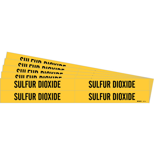 Marqueurs de tuyau Sulfur Dioxide, Autocollant, 1-1/8" h x 7" la, Noir sur jaune Rock Safety Industrial Ltd