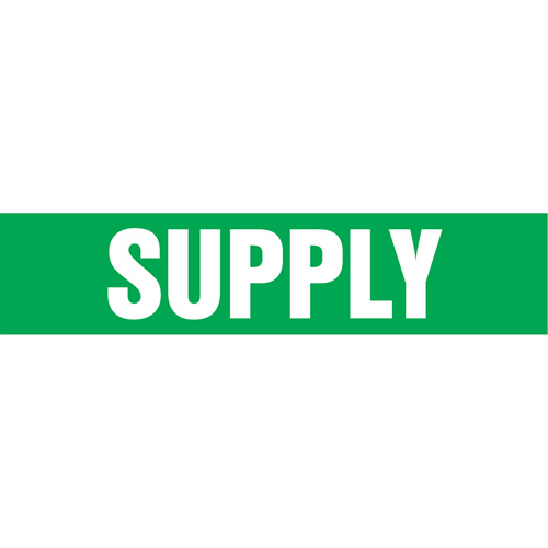 Marqueurs de tuyau "Supply", Autocollant, 4" h x 24" la, Blanc/vert Rock Safety Industrial Ltd