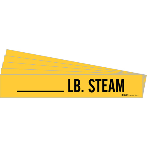 "LB. Steam" Pipe Markers, Self-Adhesive, 2-1/4" H x 2-3/4" W, Black on Yellow Rock Safety Industrial Ltd