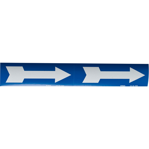 Arrow Pipe Markers, Self-Adhesive, 4" H x 12" W, White on Blue Rock Safety Industrial Ltd