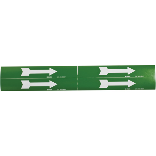 Arrow Pipe Markers, Self-Adhesive, 1-1/8" H x 7" W, White on Green Rock Safety Industrial Ltd