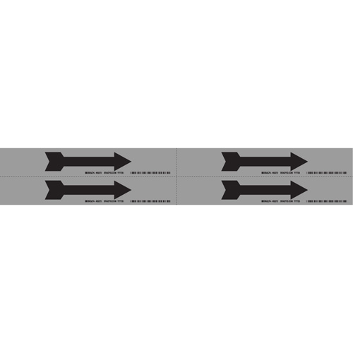 Arrow Pipe Marker, Self-Adhesive, 1-1/8" H x 7" W, Black on Aluminum Rock Safety Industrial Ltd