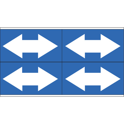 Dual Direction Arrow Pipe Markers, Self-Adhesive, 1-1/8" H x 7" W, White on Blue Rock Safety Industrial Ltd