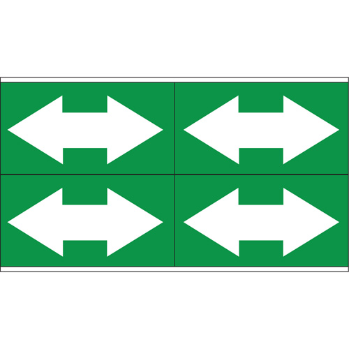 Dual Direction Arrow Pipe Markers, Self-Adhesive, 1-1/8" H x 7" W, White on Green Rock Safety Industrial Ltd