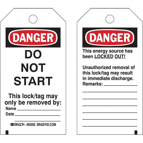 Lockout Tags, Plastic, 3" W x 5-1/2" H, English Rock Safety Industrial Ltd