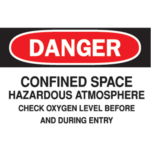 Enseigne  Confined Space , 7" x 10", Vinyle, Anglais Rock Safety Industrial Ltd