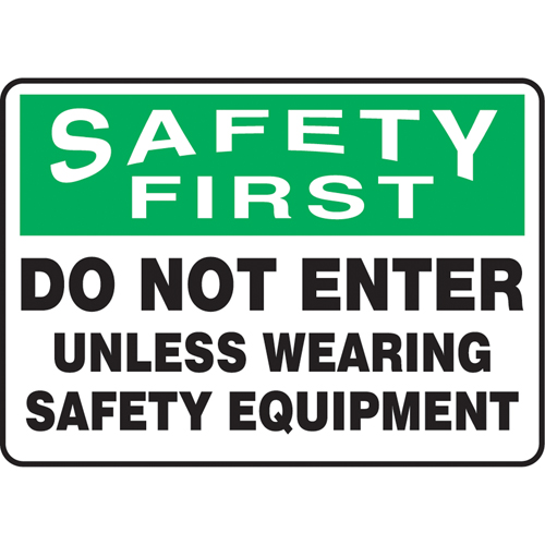 Enseigne  Wearing Safety Equipment , 7" x 10", Aluminium, Anglais Rock Safety Industrial Ltd