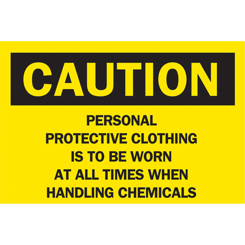 Enseigne  When Handling Chemicals , 10" x 14", Plastique, Anglais Rock Safety Industrial Ltd