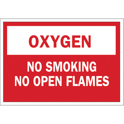 Enseigne  Oxygen No Smoking , 7" x 10", Aluminium, Anglais Rock Safety Industrial Ltd