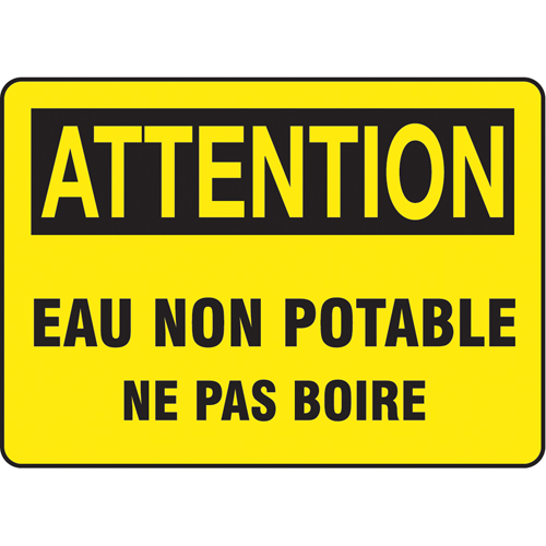 Enseigne  Eau non potable , 7" x 10", Aluminium, Français Rock Safety Industrial Ltd