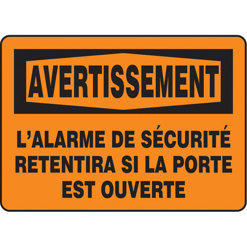 Enseigne  L'alarme de s&eacute;curit&eacute; retentira , 7" x 10", Aluminium, Français Rock Safety Industrial Ltd