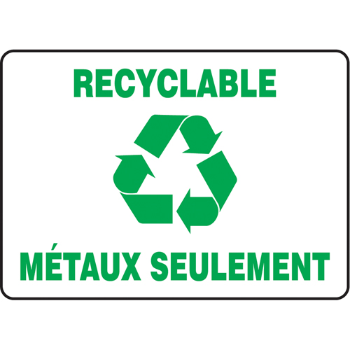 Enseigne  Recyclable m&eacute;taux seulement , 7" x 10", Aluminium, Français avec pictogramme Rock Safety Industrial Ltd