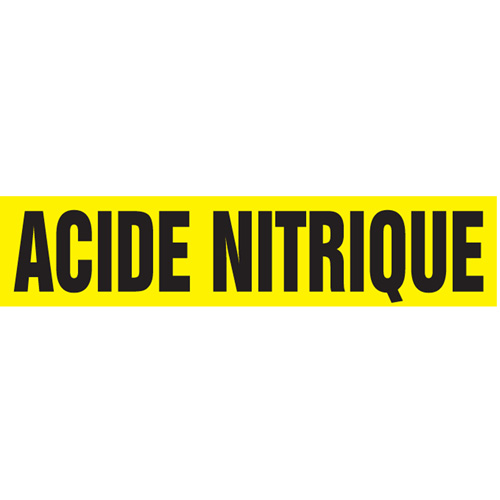 Marqueurs de tuyau "Acide Nitrique", Autocollant, 2-1/2" h x 12" la, Noir sur jaune Rock Safety Industrial Ltd