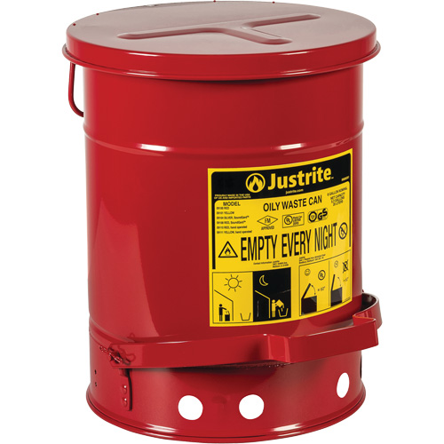 Oily Waste Cans, FM Approved/UL Listed, 6 US Gal., Red Rock Safety Industrial Ltd