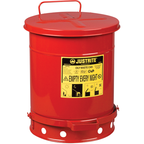 Contenants pour d&eacute;chets huileux, Homologu&eacute; FM/List&eacute; UL, 10 gal. US, Rouge Rock Safety Industrial Ltd